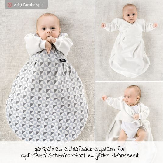Alvi Set 4 pezzi di sacco nanna per neonati / Baby-Mäxchen Tessuto speciale Gr.50/56 + protezione antisputo Clean & Dry Cover - Piqué