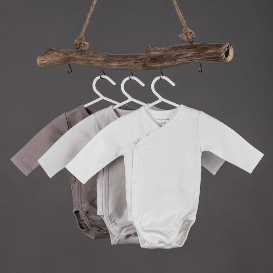 Alvi 8-piece slumber set - nest + 3 bodysuits + romper bag + 3 scratch mittens - Grey White