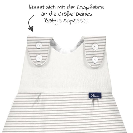 Alvi Baby-Mäxchen Außensack Jersey - Elephants Stripes - Grey - Gr. 50/56