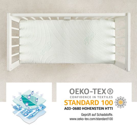 Alvi Additional bed & cradle mattress with moisture protection and vertical air ducts - Tencel & Dry - 90 x 40 cm