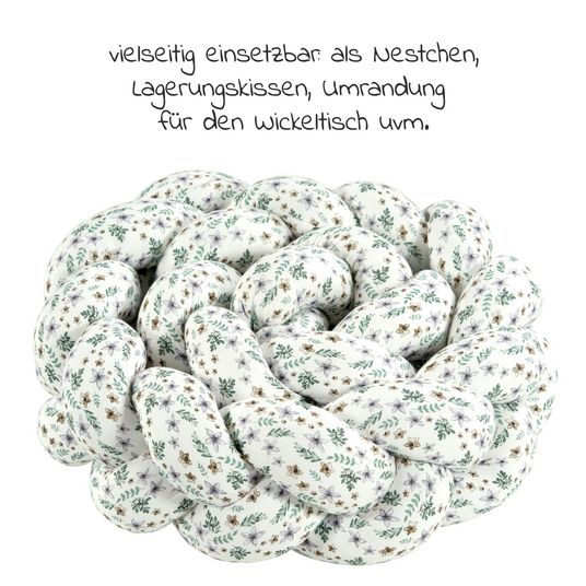 Alvi Bettschlange / Schlummer-Lounge Organic Cotton geflochten 170 cm - Petit Fleurs