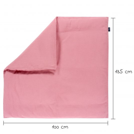 Alvi Gauze bed linen with button 100 x 135 cm - Fox Glove