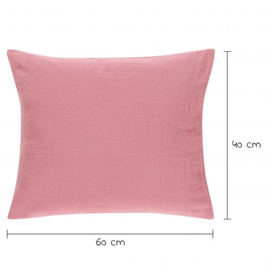 Alvi Gauze bed linen with button 100 x 135 cm - Fox Glove