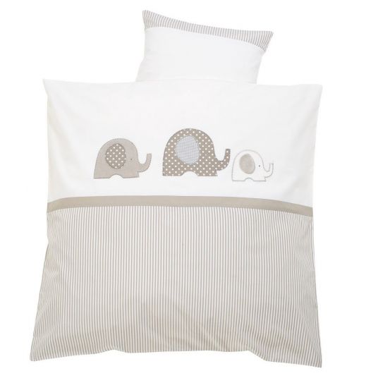 Alvi Bed linen set for bassinet - elephant beige