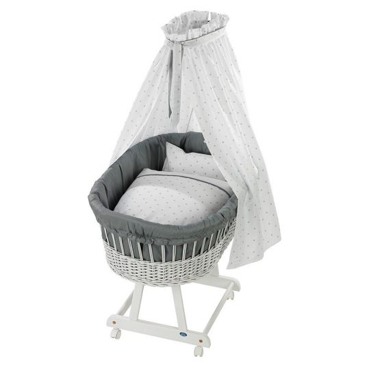 Alvi Complete bassinet Birthe White bellybutton - Classic Star with embroidery - Grey