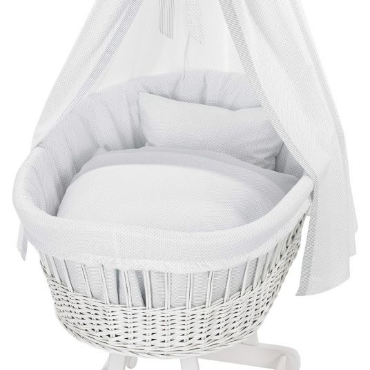 Alvi Complete bassinet Birthe White - Little Dots - Grey