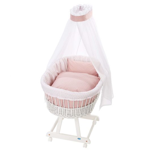Alvi Complete bassinet Birthe White - Rhombus - Pink