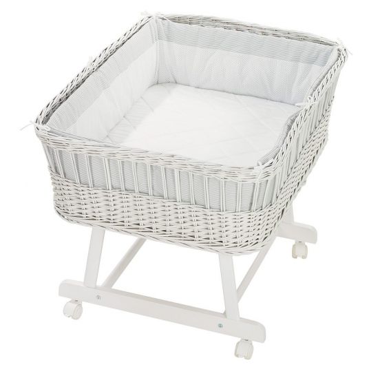 Alvi Complete bassinet twin basket white - Little Dots - grey