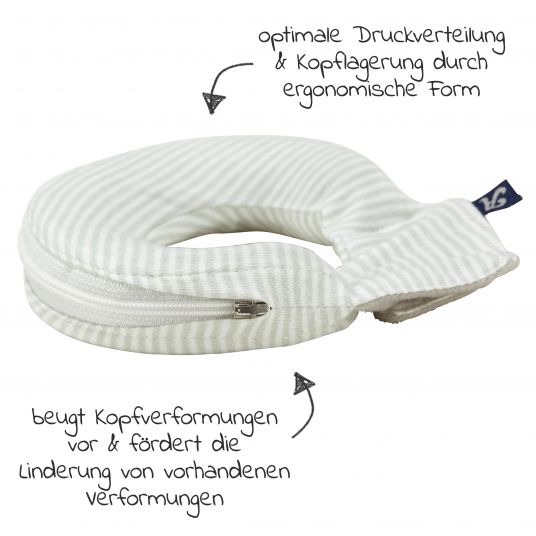Alvi Headrest / baby pillow against head deformation ALVIbino incl. storage bag - Smokey Stripe