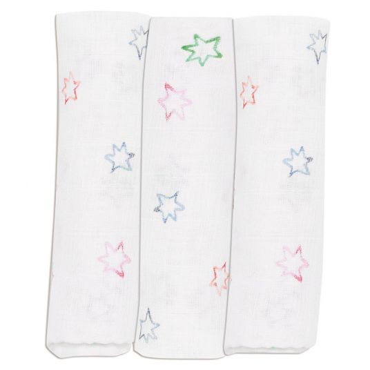 Alvi gauze diaper pack of 3 80 x 80 cm - multicoloured star