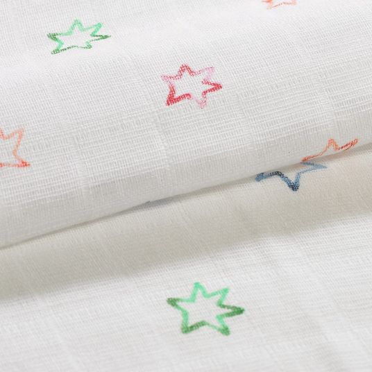 Alvi gauze diaper pack of 3 80 x 80 cm - multicoloured star