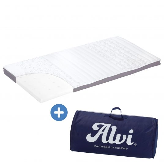 Alvi Travel cot roll mattress incl. storage bag 60 x 120 cm - little star