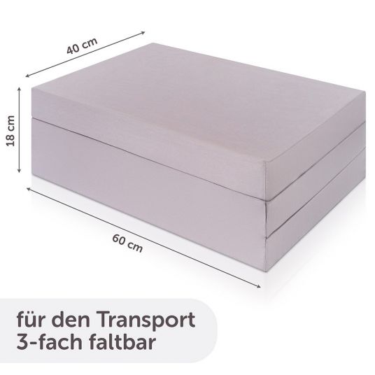 Alvi Reisebettmatratze Komfort - 60 x 120 cm / Höhe 6 cm, atmungsaktiv, waschbar, schadstoffgeprüft - Grau