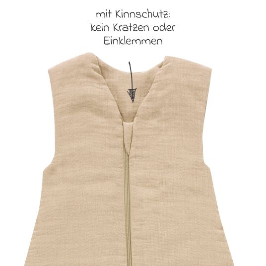 Alvi Schlasack mit Füßen Sleep-Overall 4 Season Mull - Sand-Beige - Gr. 70 cm