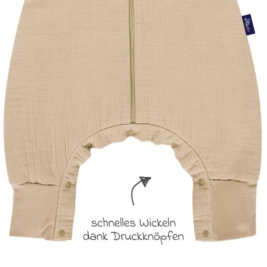 Alvi Schlasack mit Füßen Sleep-Overall 4 Season Mull - Sand-Beige - Gr. 70 cm