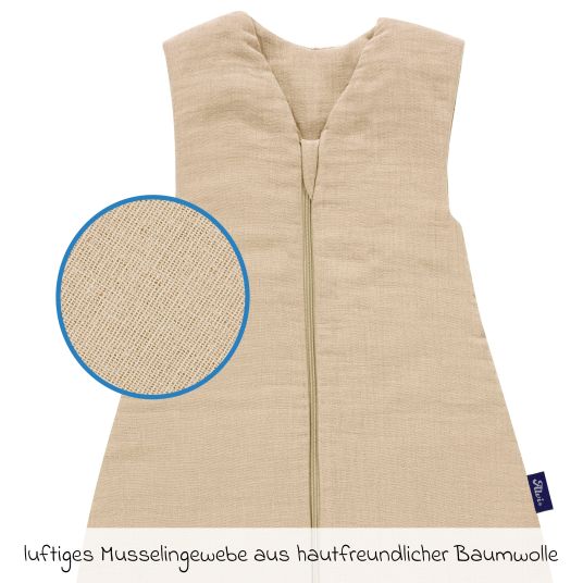 Alvi Schlasack mit Füßen Sleep-Overall 4 Season Mull - Sand-Beige - Gr. 70 cm