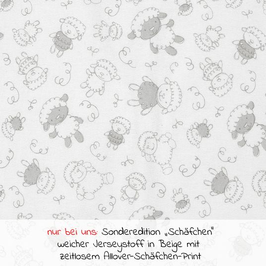 Alvi Summer sleeping bag with feet / Sleep-Overall Light / Jumper + FREE scarf - Sheepskin beige - size 70 cm