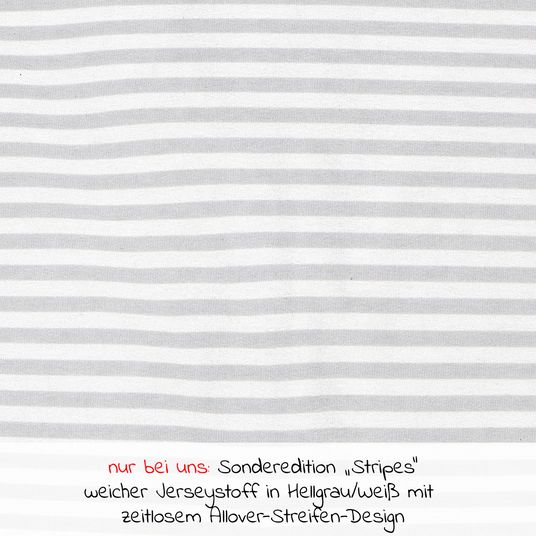 Alvi Summer sleeping bag with feet / Sleep-Overall Light / Jumper + FREE scarf - Stripes Grey - size 70 cm