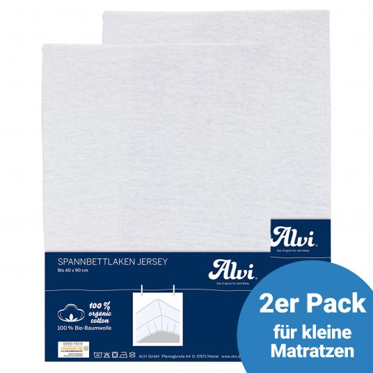 Alvi Spannbetttuch 2er Pack aus Bio-Baumwolle für kleine Matratzen 40 x 90 cm - Weiß