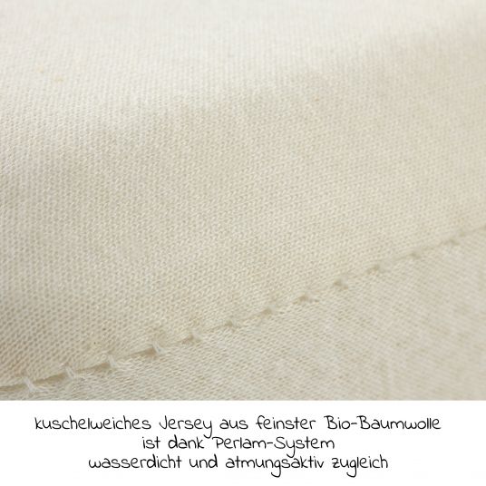 Alvi Lenzuolo a pieghe impermeabile in cotone organico PERLAM® per lettino 60 x 120 / 70 x 140 cm