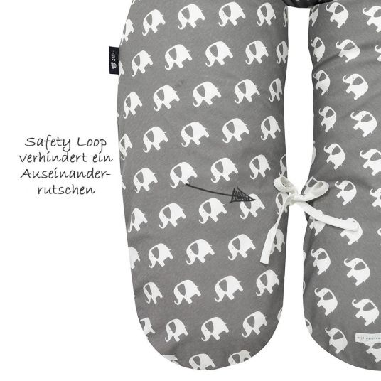 Alvi Stillkissen bellybutton 190 cm - Special Edition Elephants - Grey