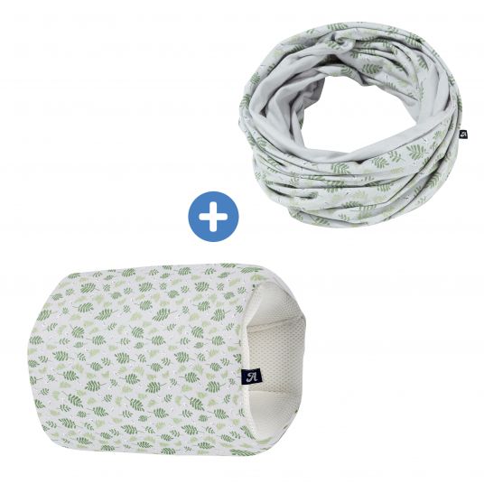 Alvi Nursing Pillow Set Organic Cotton - Nursing Roll + Nursing Scarf - Drifting Leaves