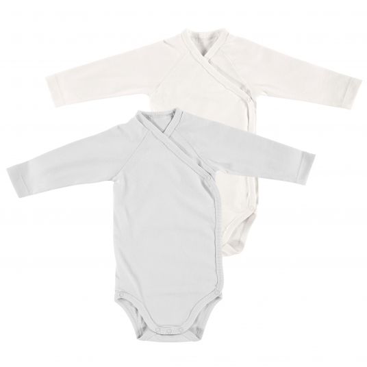 Alvi Wrap Body 2 Pack Long Sleeve Organic Cotton - Grey + White - Size 68