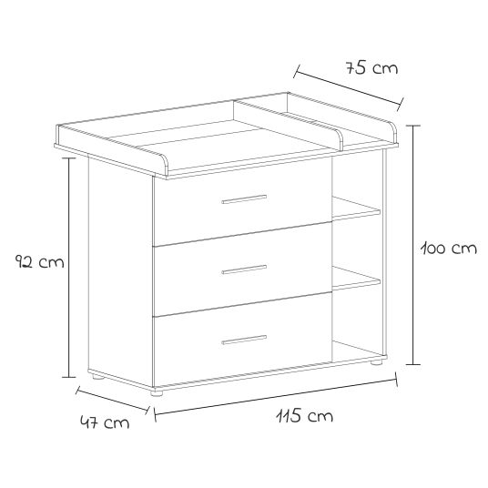 Arthur Berndt 3-piece nursery set Alessio with 3-door wardrobe, bed, changing unit with changing unit - Artisan-Oak / Anthracite