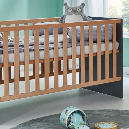 Arthur Berndt 3-piece nursery set Alessio with 3-door wardrobe, bed, changing unit with changing unit - Artisan-Oak / Anthracite