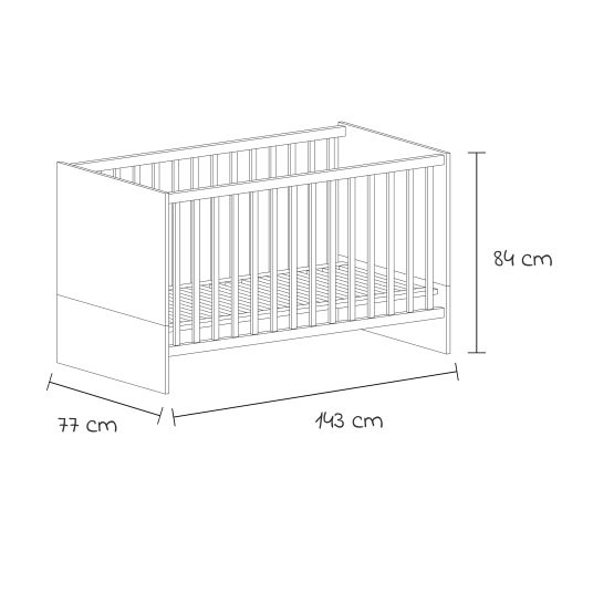 Arthur Berndt 3-tlg Kinderzimmer-Set Cloe mit 3-türigem Schrank, Bett, Wickelkommode mit Wickelaufsatz - Lava Matt / Eiche Sägerau