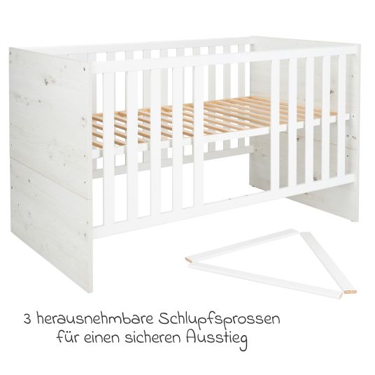 Arthur Berndt 3-piece nursery set Lavea with 3-door wardrobe, bed, changing unit with changing unit - White-Oak / Black