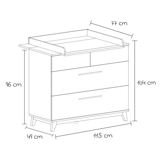 Arthur Berndt 3-piece nursery set Lina with 4-door wardrobe, bed, changing unit with changing unit - chalk white / walnut look