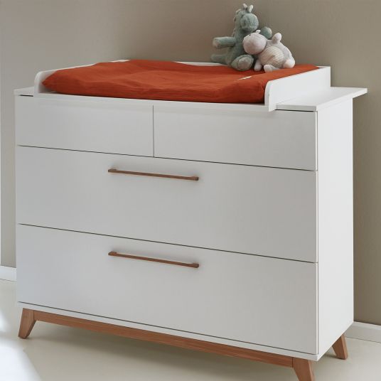 Arthur Berndt 3-piece nursery set Lina with 4-door wardrobe, bed, changing unit with changing unit - chalk white / walnut look