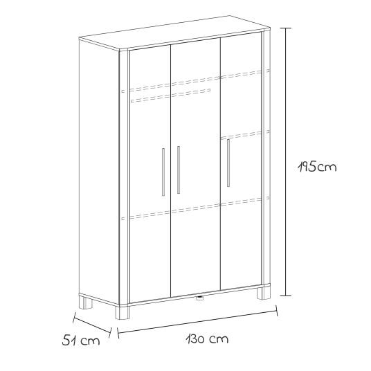 Arthur Berndt 3-tlg Kinderzimmer-Set Marlon mit 3-türigem Schrank, Bett, Wickelkommode mit Wickelaufsatz - Artisan-Oak / Kreideweiß