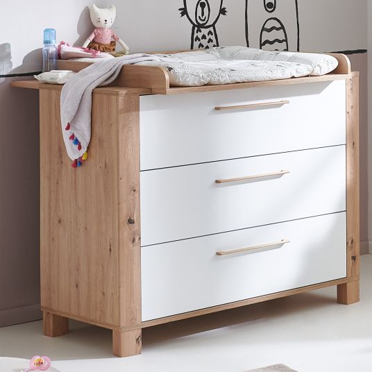 Arthur Berndt 3-piece nursery set Marlon with 3-door wardrobe, bed, changing unit with changing unit - Artisan oak / chalk white