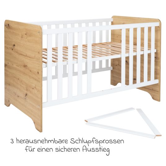 Arthur Berndt 3-piece nursery set Marlon with 3-door wardrobe, bed, changing unit with changing unit - Artisan oak / chalk white