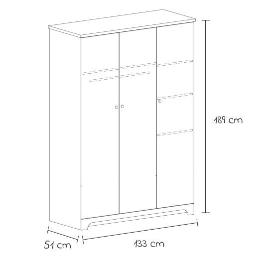 Arthur Berndt 3-piece nursery set Thilo with 3-door wardrobe, bed, changing unit with changing unit - white