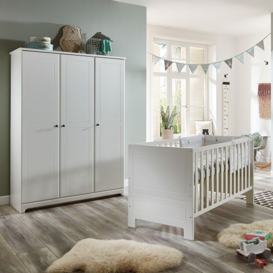 Arthur Berndt 3-piece nursery set Thilo with 3-door wardrobe, bed, changing unit with changing unit - white