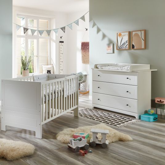 Arthur Berndt 3-piece nursery set Thilo with 3-door wardrobe, bed, changing unit with changing unit - white