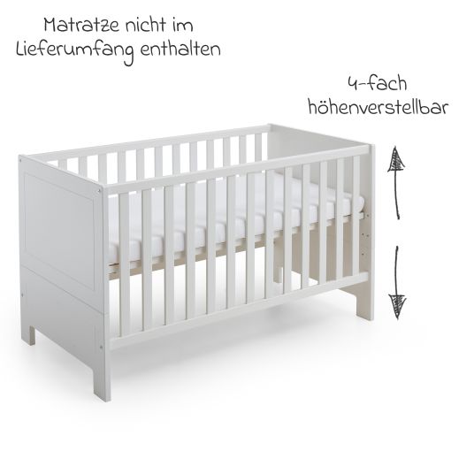 Arthur Berndt Set asilo nido 3 pezzi Thilo con armadio a 3 ante, letto, fasciatoio con fasciatoio - bianco