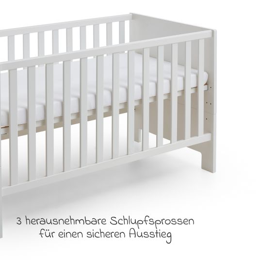 Arthur Berndt Set asilo nido 3 pezzi Thilo con armadio a 3 ante, letto, fasciatoio con fasciatoio - bianco