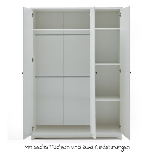 Arthur Berndt 3-tlg Kinderzimmer-Set Thilo mit 3-türigem Schrank, Bett, Wickelkommode mit Wickelaufsatz - Weiß