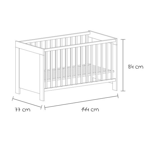 Arthur Berndt 3-piece Til nursery set with 3-door wardrobe, bed, extra-wide changing unit with changing top - Nordic Wood