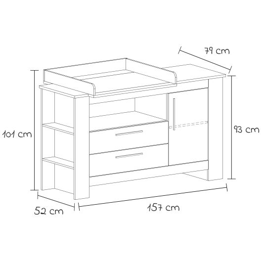 Arthur Berndt 3-piece Til nursery set with 3-door wardrobe, bed, extra-wide changing unit with changing top - Nordic Wood