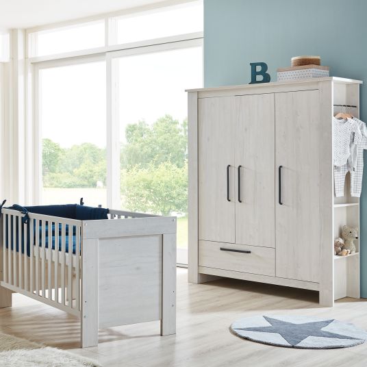 Arthur Berndt 3-piece Til nursery set with 3-door wardrobe, bed, extra-wide changing unit with changing top - Nordic Wood