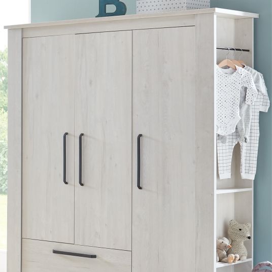 Arthur Berndt 3-piece Til nursery set with 3-door wardrobe, bed, extra-wide changing unit with changing top - Nordic Wood