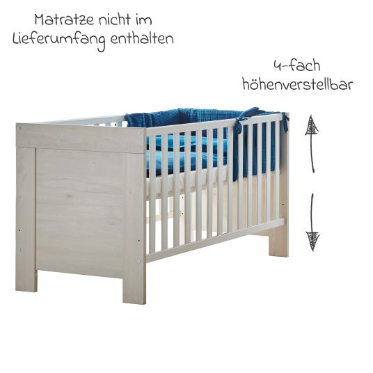 Arthur Berndt 3-piece Til nursery set with 3-door wardrobe, bed, extra-wide changing unit with changing top - Nordic Wood