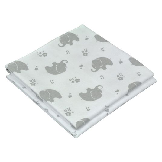 Asmi Molton cloth pack of 2 80 x 80 cm - Elephants - Grey White