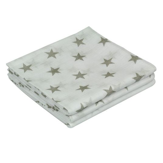 Asmi Gauze diaper 3 pack 80 x 80 cm - star taupe