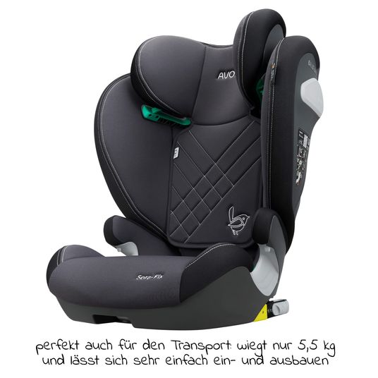 Avova Sora-Fix i-Size child seat 100 cm - 150 cm / 3 years to 12 years with Isofix - Grey & Black